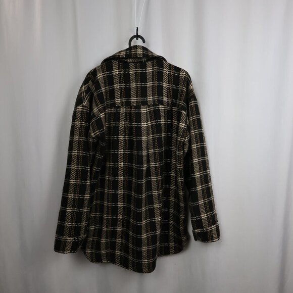 Anthropologie Sage The Label Plaid Shacket - Neutral Brown - Size Medium - Picture 11 of 11